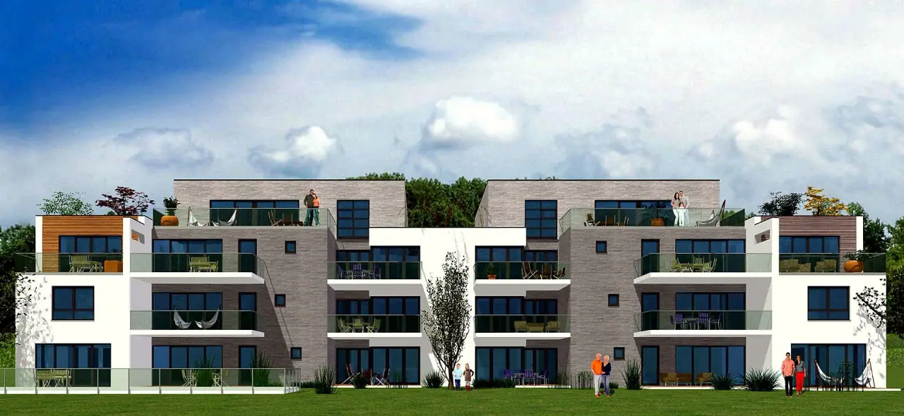 Visualisierung der Wohnanlage an der Matthias-Claudius-Straße in Erkrath